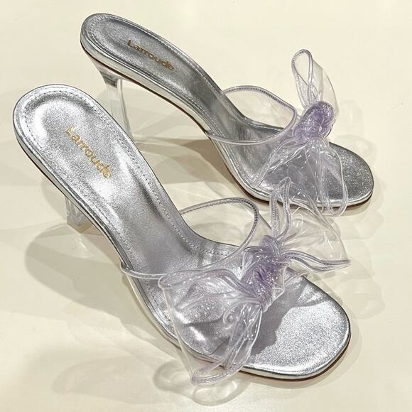 NEW Larroude The Mariah Heels in Clear Silver - Picture 5 of 10